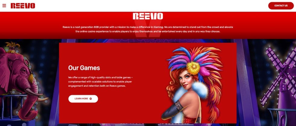 An image of Reevo's homepage