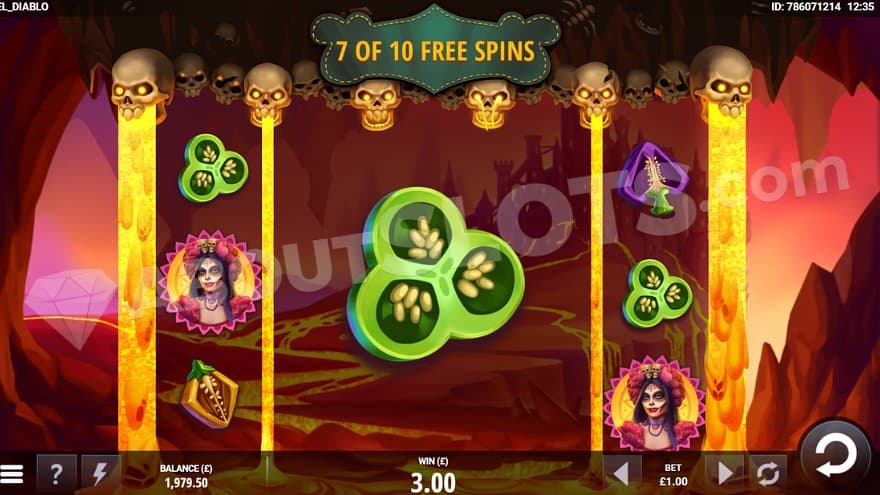 A colossal chili symbol in the on the three middle reels in the free spins.