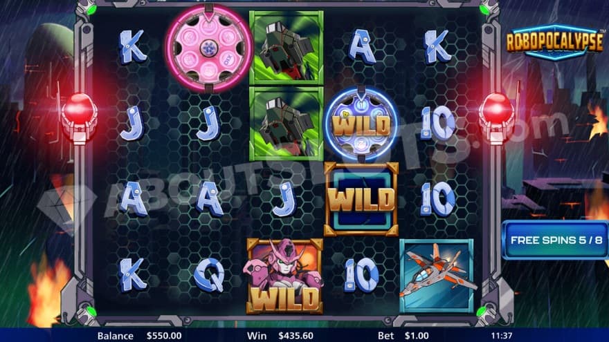 Free Spins bonus game with both locked gun symbols on the reels.