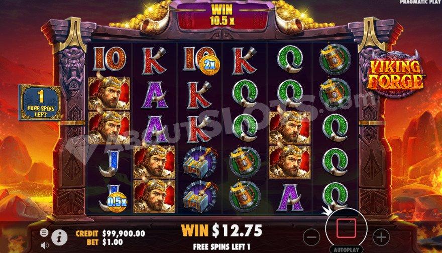 Free Spins bonus game where you can see the coin collection above the reels.