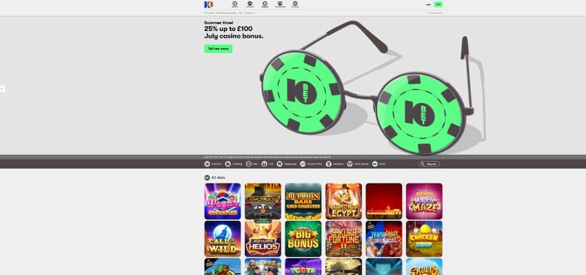 slots games category at 10bet casino showing a selection of games thumbnails