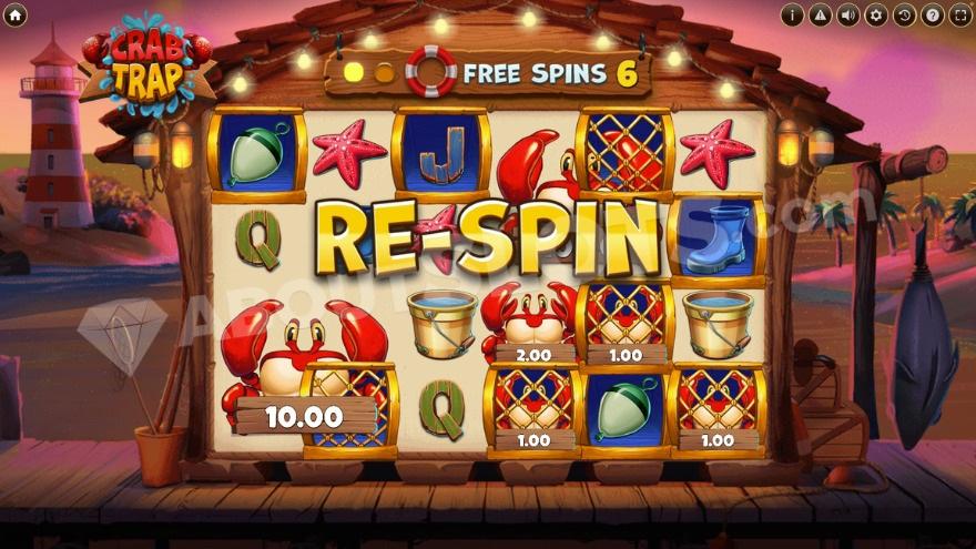 Free Spins bonus game with 6 free spins remaining.