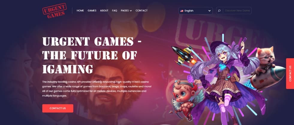 An image of Urgent Games' homepage