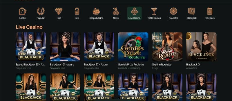 Ritzo Casino live games