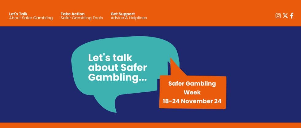 A blue banner that invites people to talk about Safer Gambling Week