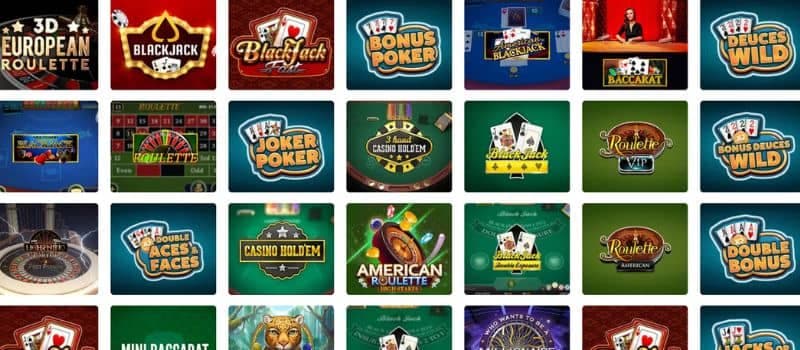 Some of the table games available at 30Bet are displayed.