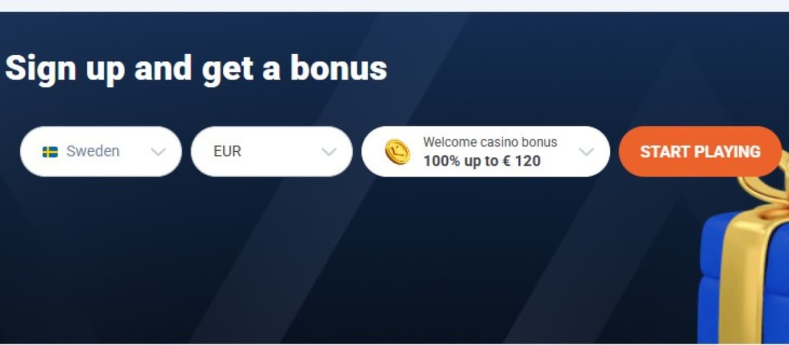  The landing page of 20bet Casino showcases the sign-up bonus of up to 120 euros.