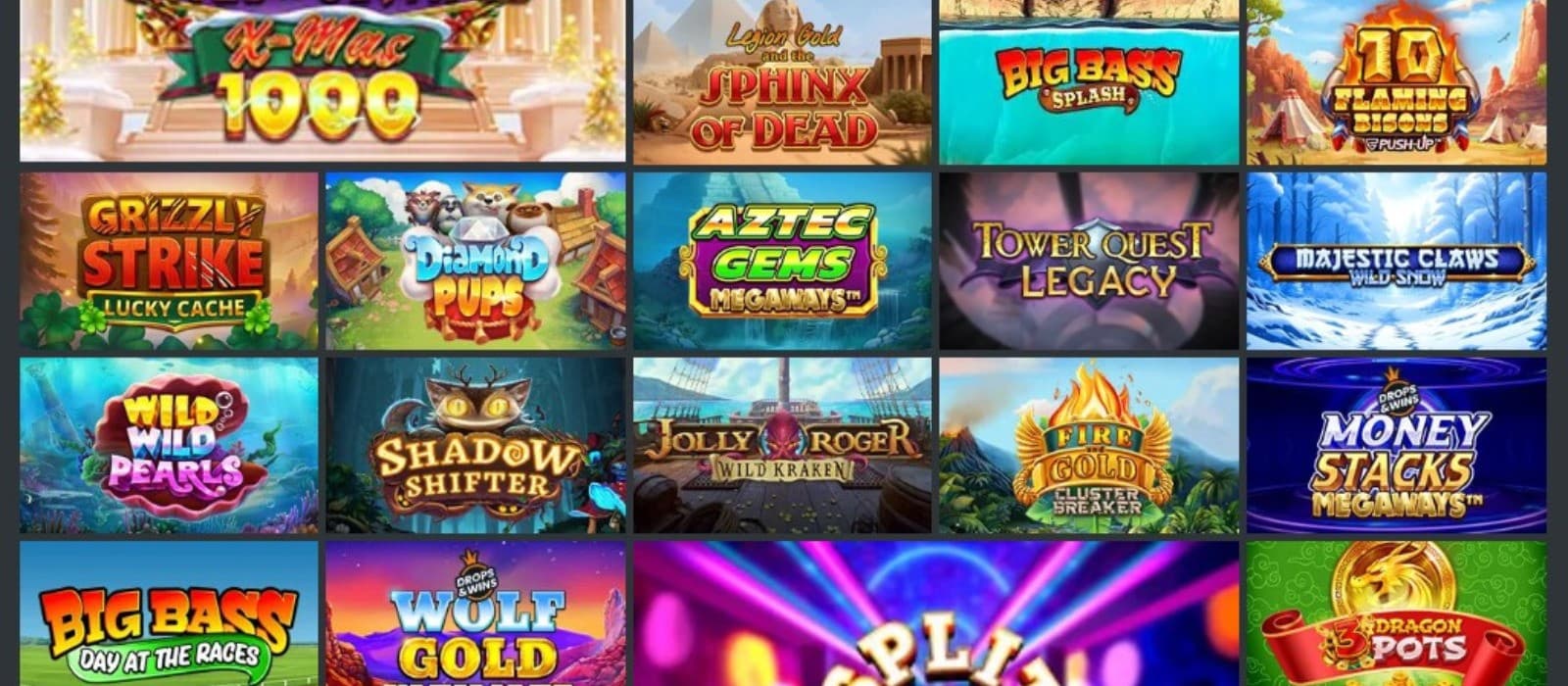 The games page of 21Prive Casino displays a range of casino games, such as X-Max 1000,Big Bass Splash, and more.