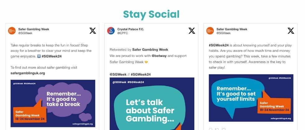 Social media posts created for Safer Gambling Week