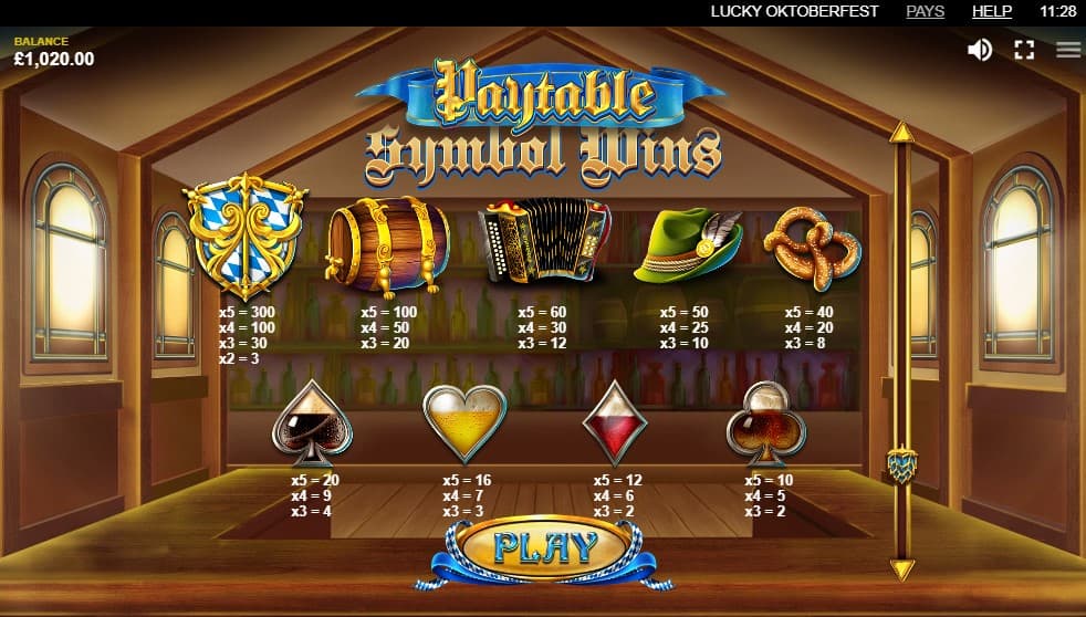 Lucky Oktoberfest Slot Paytable