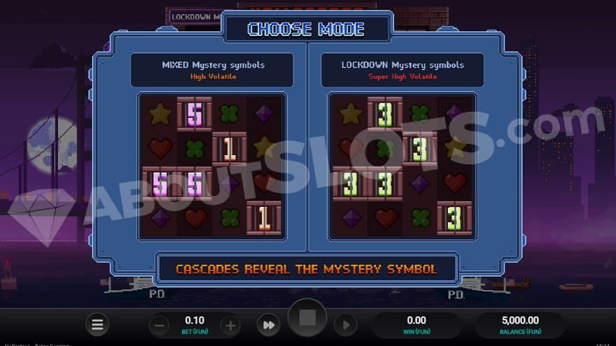 A menu allowing the player to choose between the Mixed Mode and the Lockdown Mode.