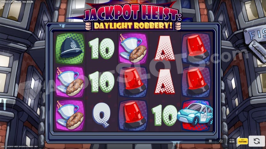 A casino slot with five reels.