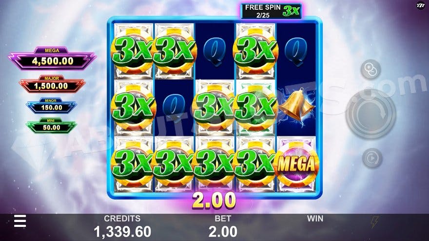 A Cash Spree Win on the second of 25 free spins.
