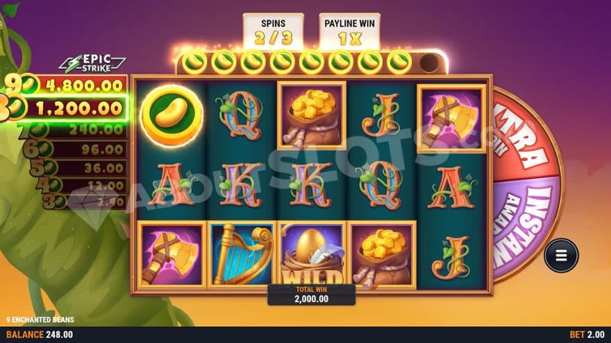 Free Spins feature with a big win taking place.