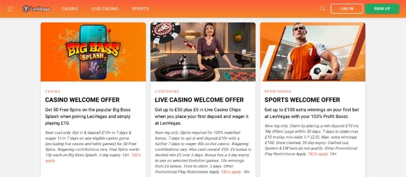 LeoVegas Casino bonuses: Explore exciting offers for online casino, live casino, and sports.