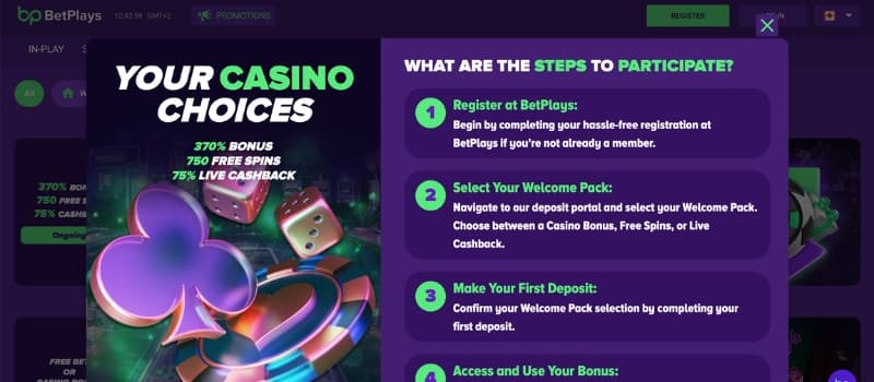 The welcome bonus available at Betplays and instructions on how to access it