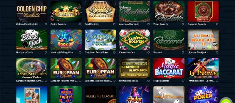 table games available at allspins casino