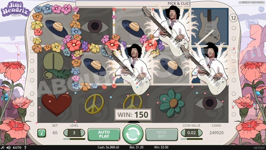 A win containing three Jimi Hendrix symbols.