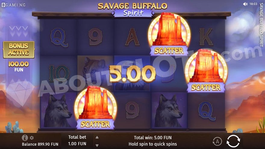 Scatter Symbols on reels 2, 4, and 5 triggers the Free Spins.