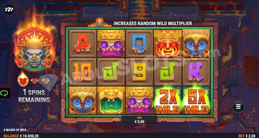 Free Spins with two sticky wild multipliers.