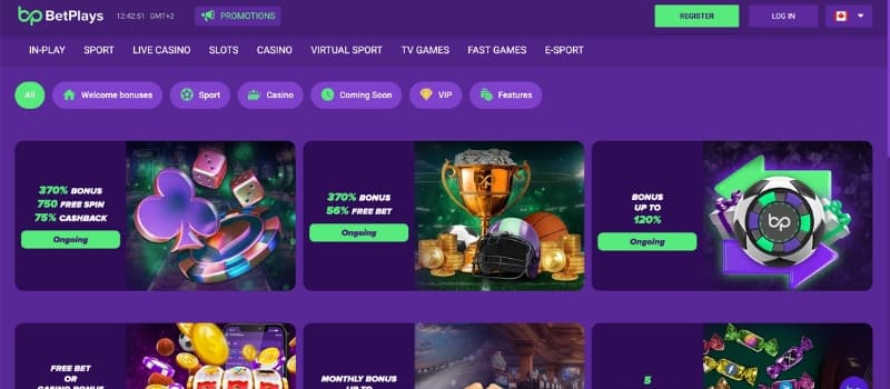 A display of the many bonuses available at Betplays