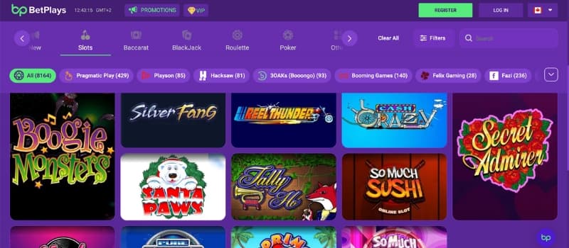 A list of slots and game providers available at Betplays