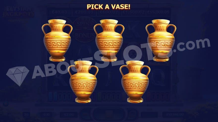 Five golden vases in front of a dark background.