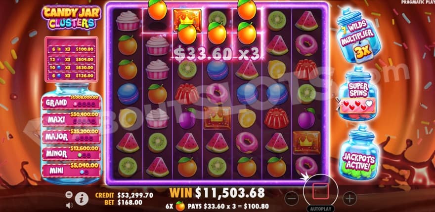 A screenshot of the free spins with all 3 modifiers