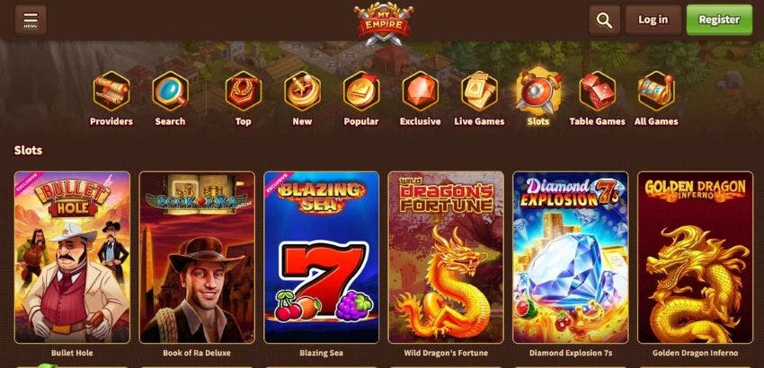 Slot page of My Empire casino 