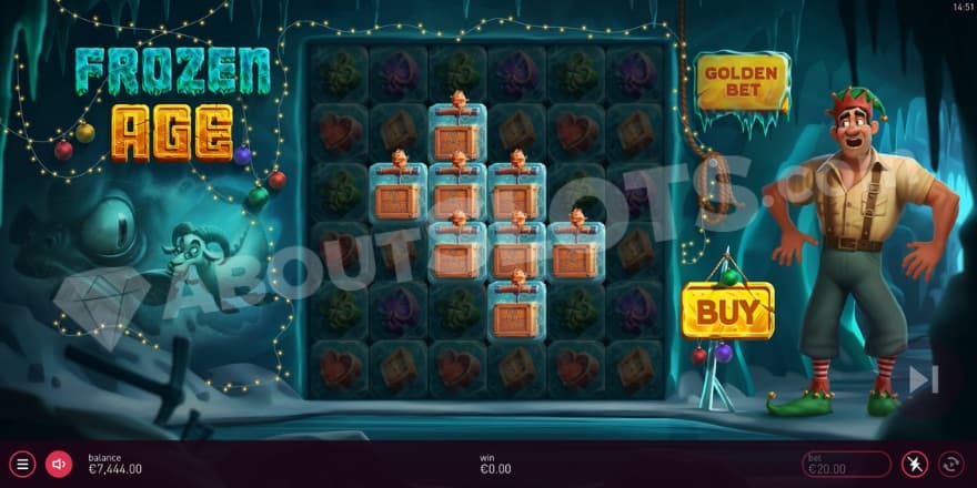 A screenshot of 8 Scatters landing, thus tiggering Free Spins