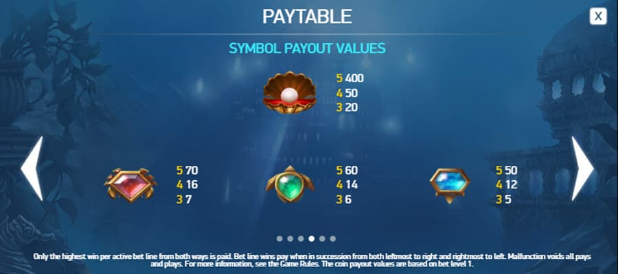 Secrets of Atlantis slot paytable