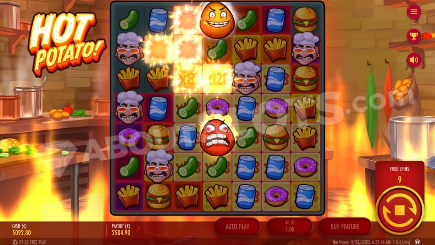 A screenshot of Exploding Wilds in Free Spins