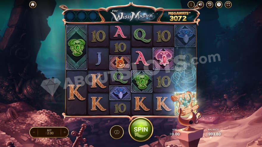 Base game with a scatter symbol on the fifth reel.