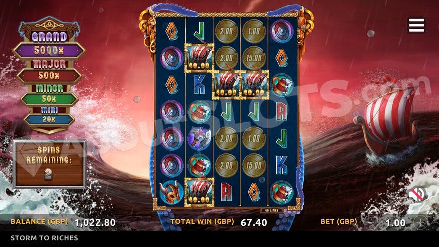 A grid of 5 reels with 7 rows in the free spins.