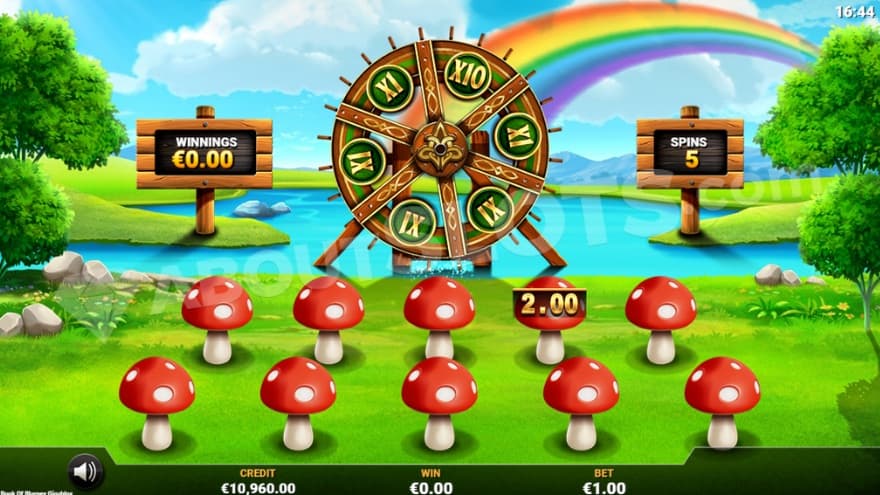 A screenshot from the Water Wheel Bonus