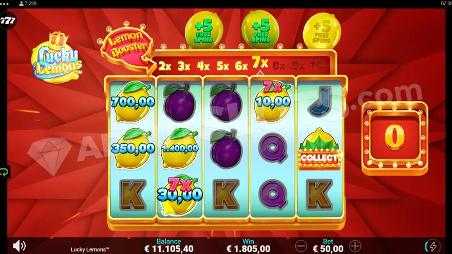 A screenshot of the free spins