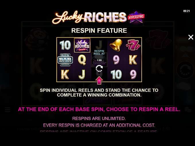 Lucky Riches Hyperspins Slot Paytable