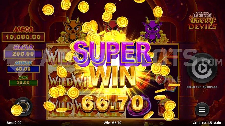 A text saying "super win, 66.70."