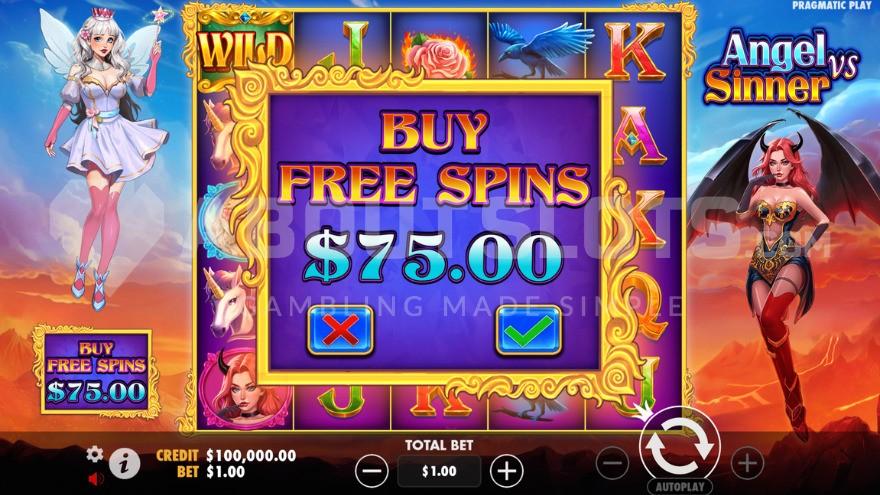 Bonus buy feature with an option to buy the free spins feature at a cost of 75X the bet.