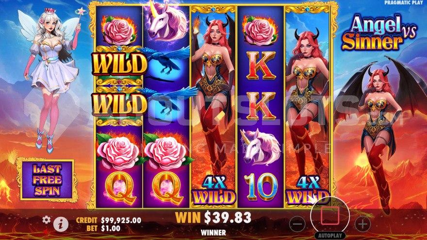 Free Spins bonus game with two expanded multiplier wild symbols.