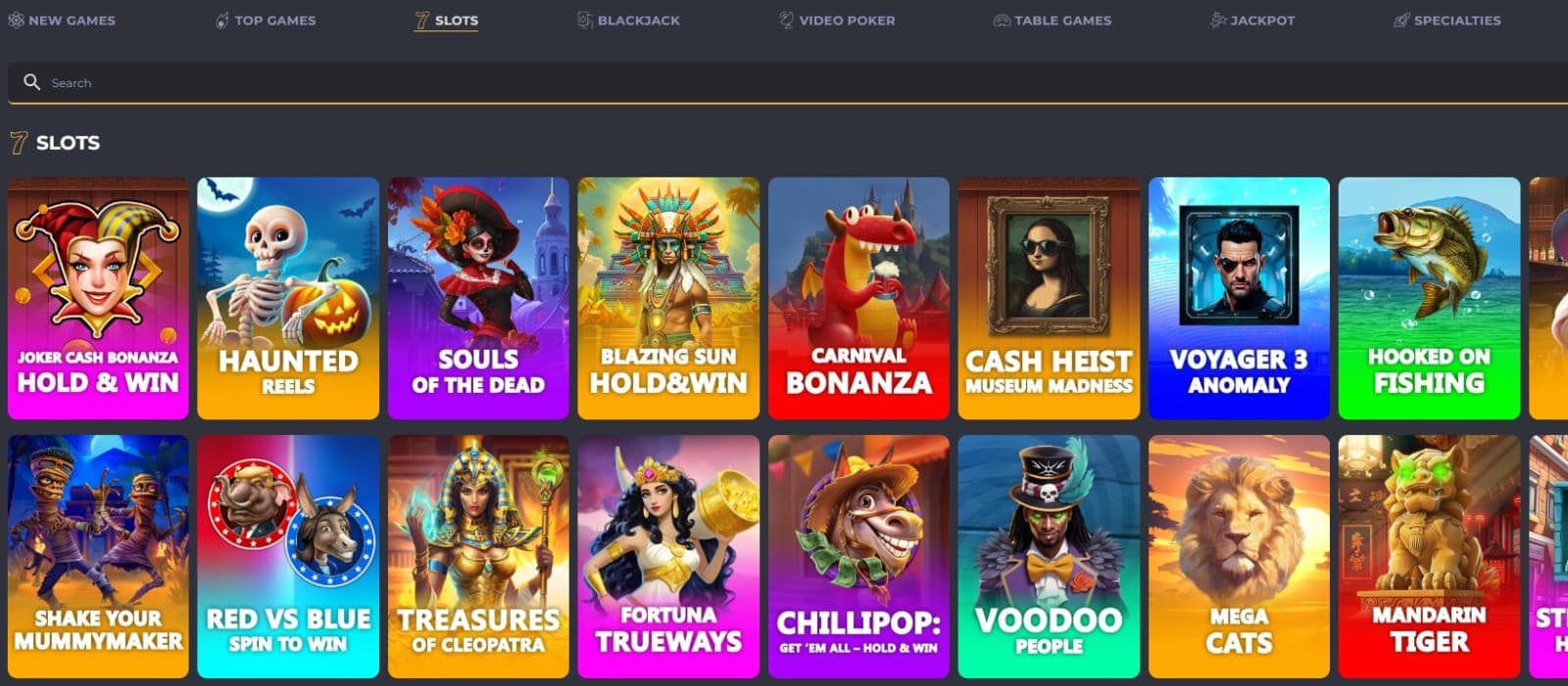  The games section of AussiePlay Casino showcases a diverse selection of slot games, such as Joker Cash Bonanza, Haunted Reels, and more.