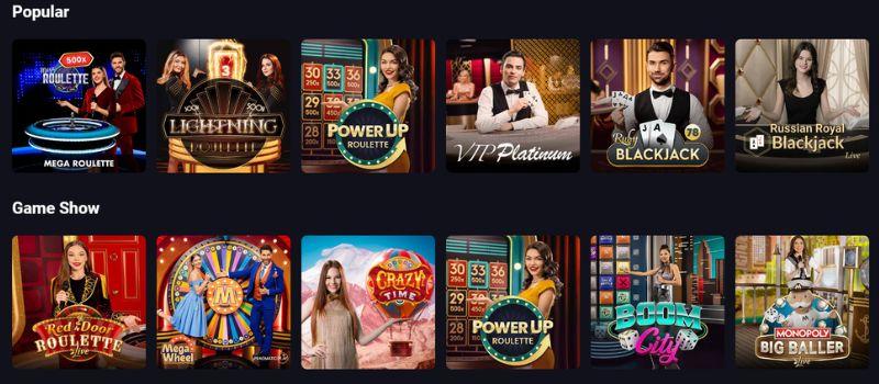 Some of the live casino games at RollXO.