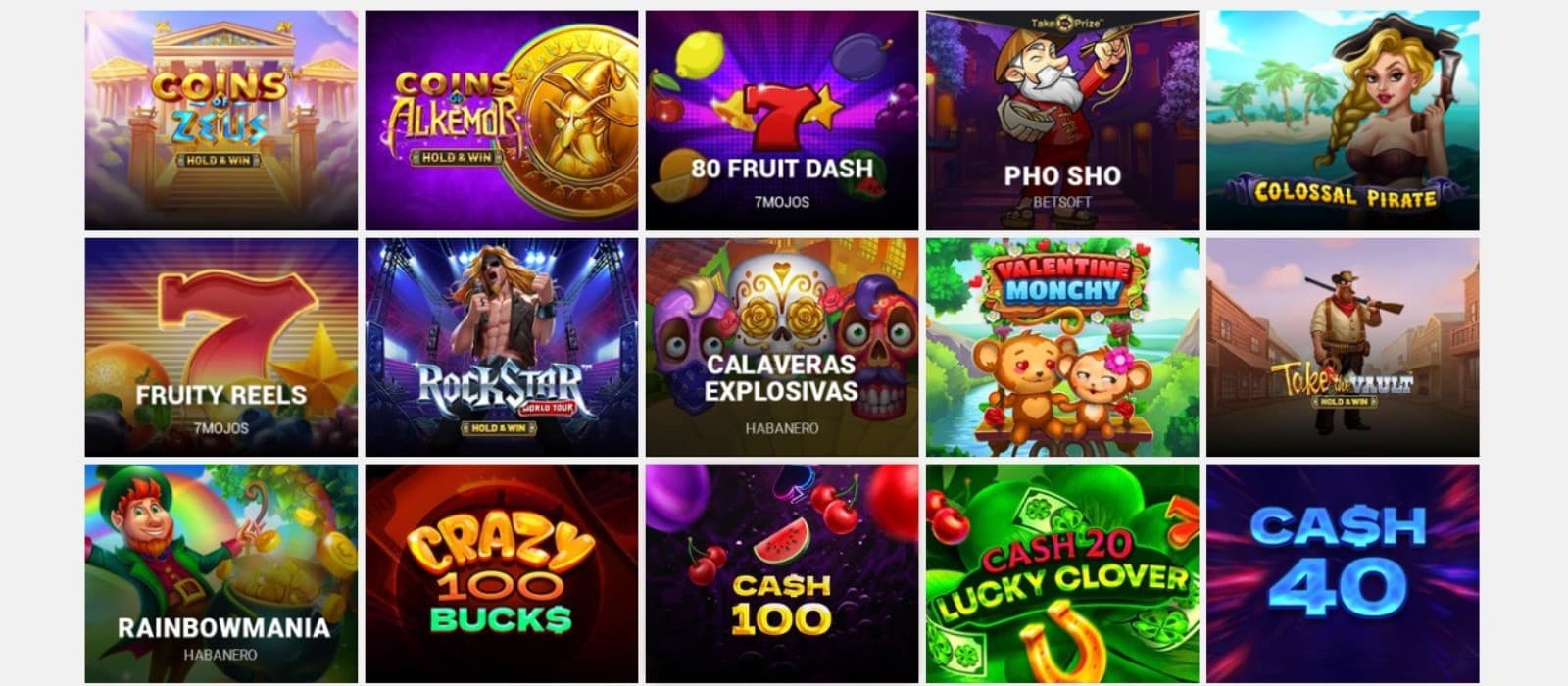 The games page of Big5 Casino showcases a wide range of slot games, such as Coins of Zeus, 80 Fruit Dash,and more.