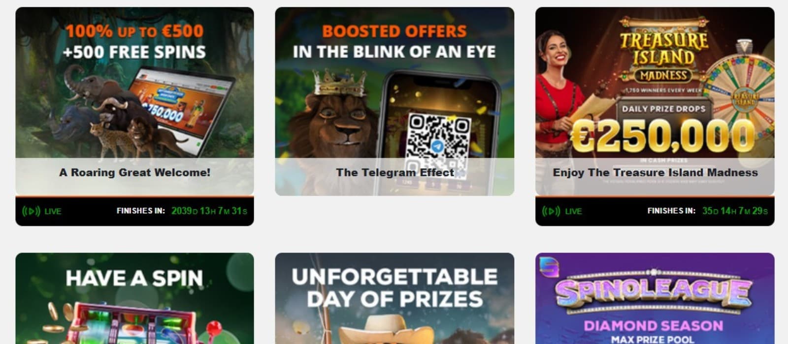 The promotions page of Big5 Casino displays a wide variety of bonuses, such as the welcome bonus and tournaments.