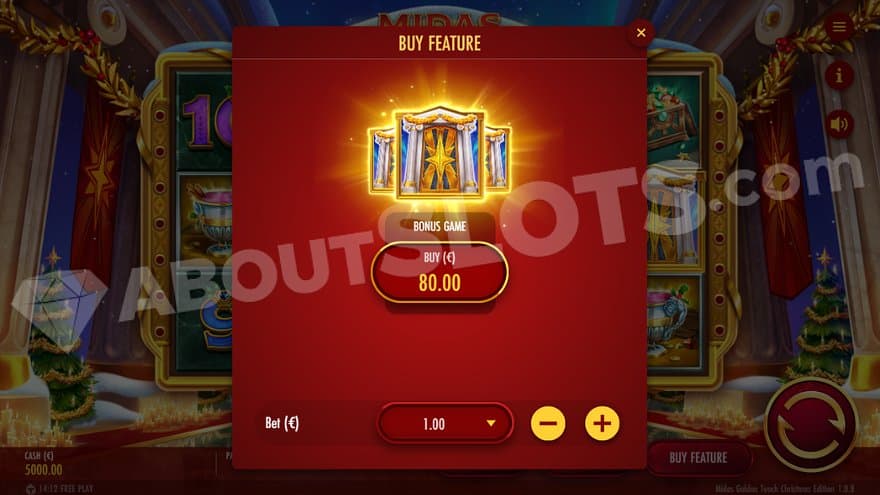 A menu offering the Free Spins for 80X the bet.