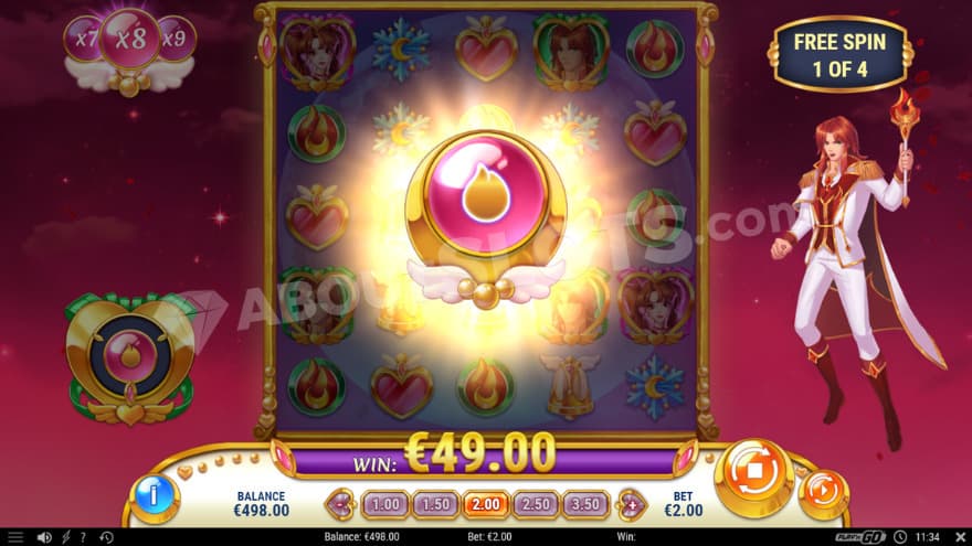 A screenshot of the Free Spins feature with the Blaze mechanic