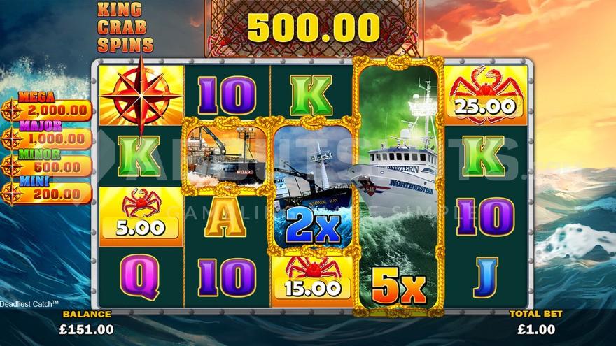 Bonus Game with 5X Multiplier on reel 4.