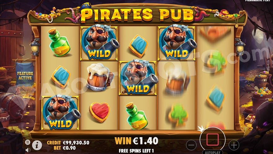 Four Wild Pirate Symbols in the free spins.