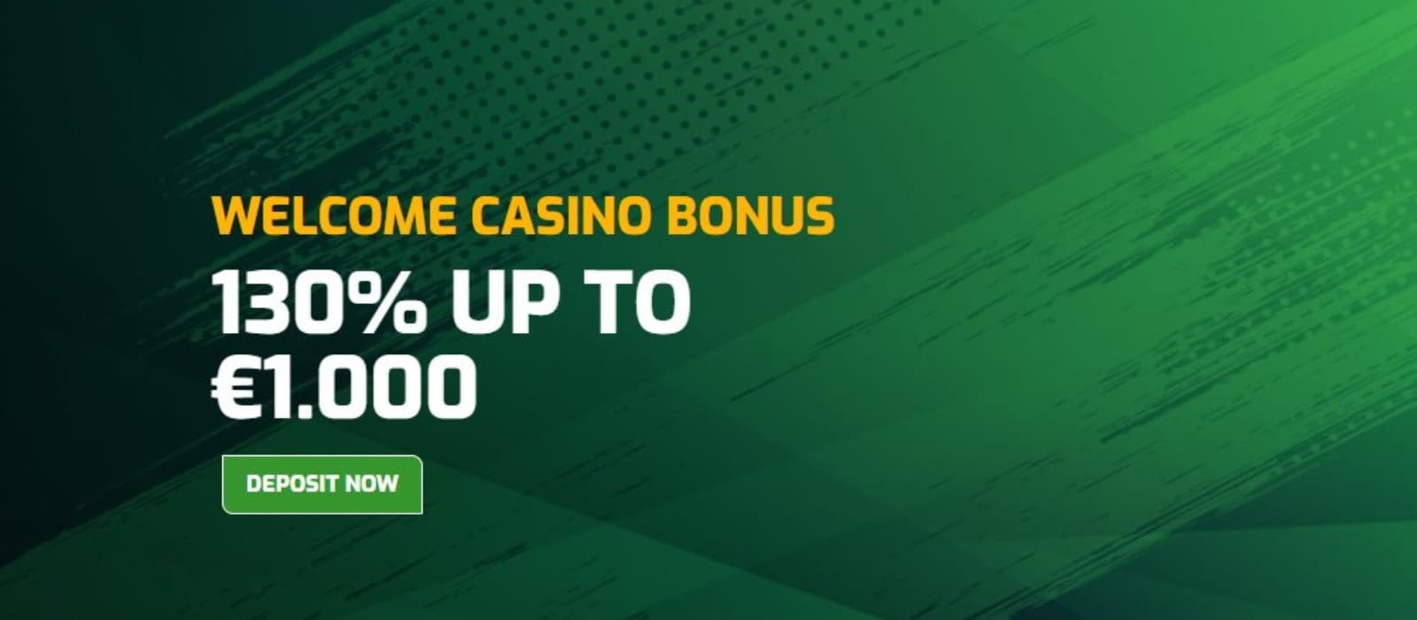 The landing page of EvoBet casino presents the welcome bonus, which is 130 % up to 1000 euros.