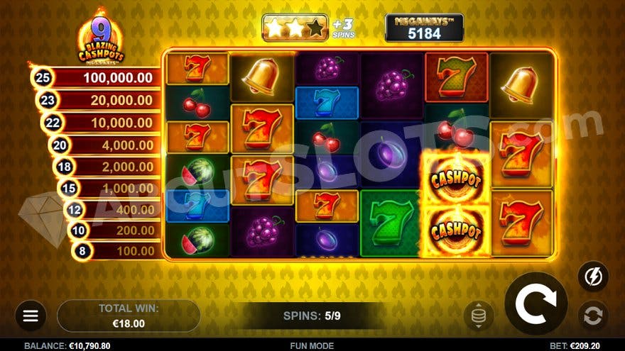 Spin five of nine in the free spins.
